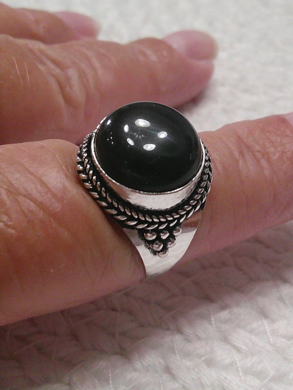 Stunning BLACK ONYX Handmade Sterling 925 Ring Size 10.75 #59F - Picture 3 of 3